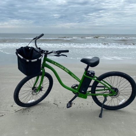 bike with beach in background 
