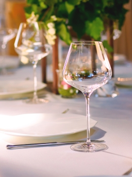 wine glass on a table setting