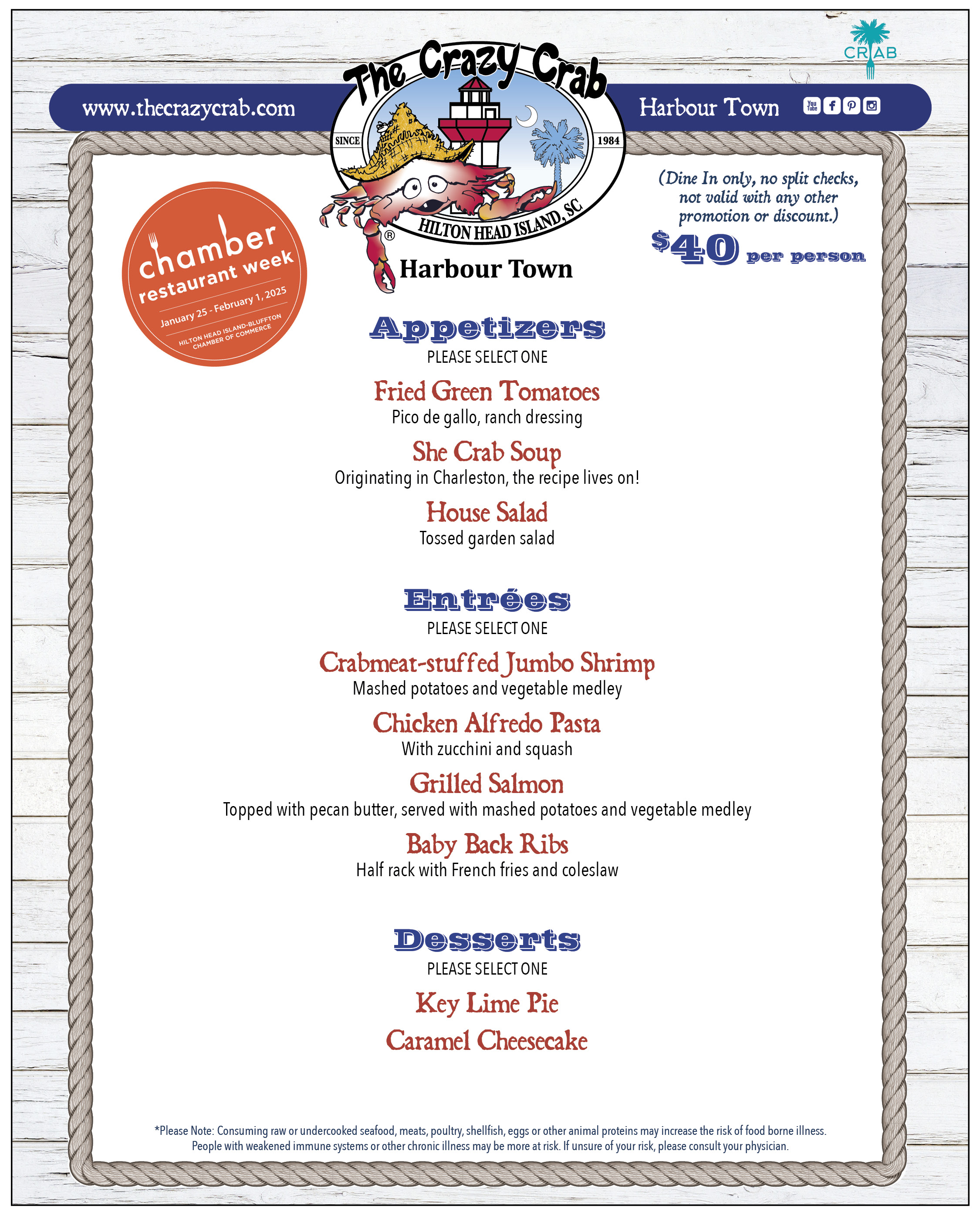 Menus & deals for Hilton Head, Bluffton SC Restaurant Week Hilton Head Island Packet