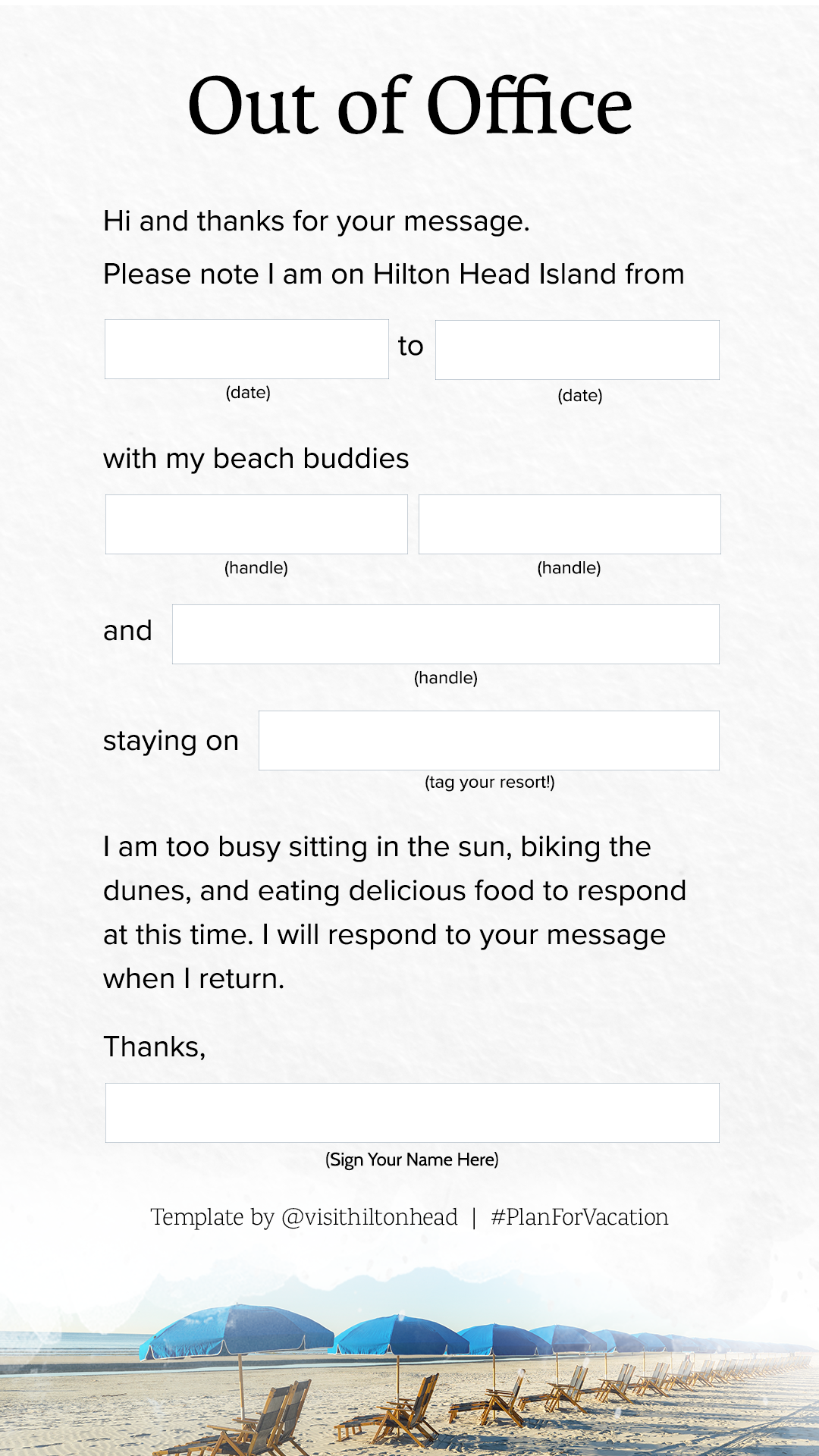 plan for vacation template