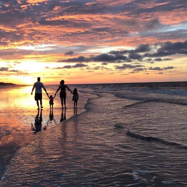 family on beach