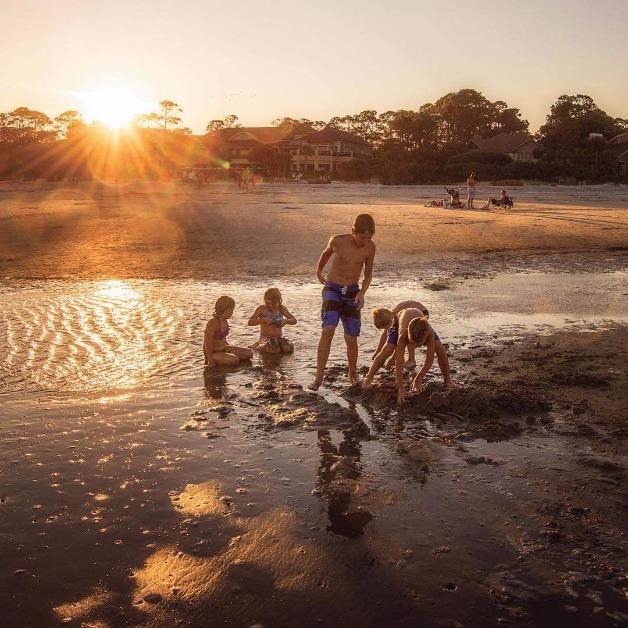 playing in sand