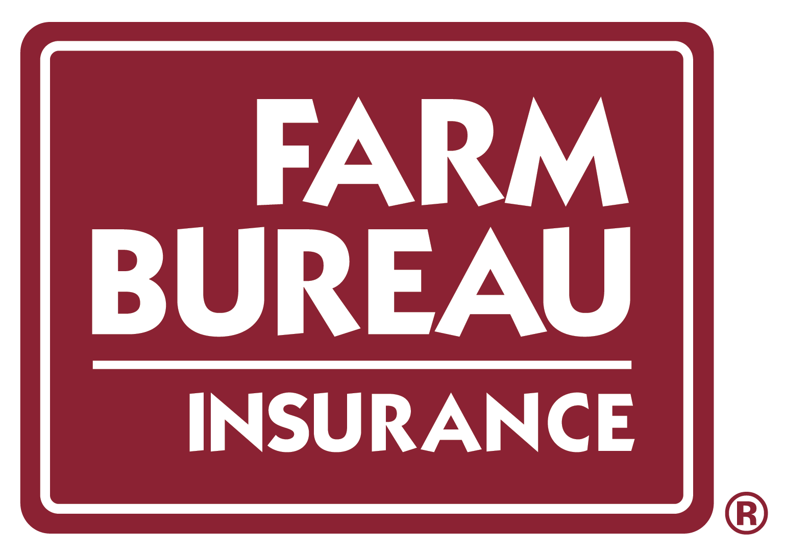 Red logo with Farm Bureau Insurance on it