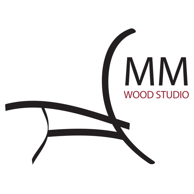 MM Wood Studio Logo - Outline of Chair with MM Wood Studio name to the right