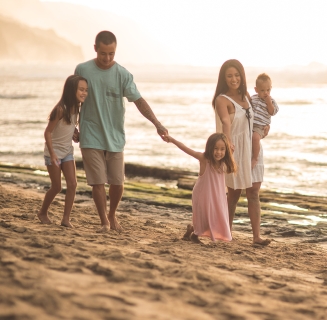 family on beach