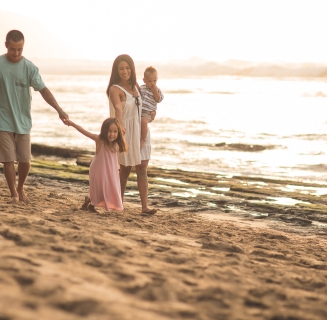 family on beach