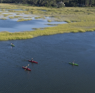 kayaking shot taken by drone