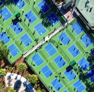 pickleball courts aerial shot 