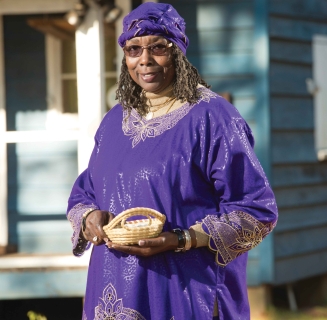 woman holding a basket