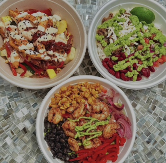 three bowls of food from healthy habit