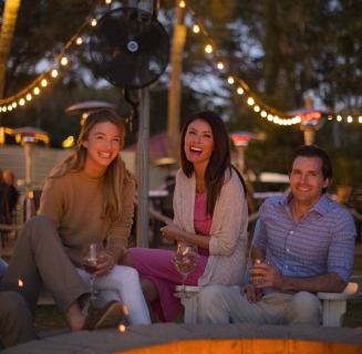 Group of people around a fire 