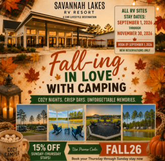 Fall-ing in Love with Camping – Save 15% - 🍂 Fall Getaway – Falling In Love With Camping (15% Off)