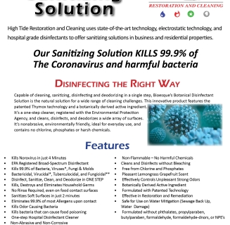 Now Offering Coronavirus Sanitizing Soultion