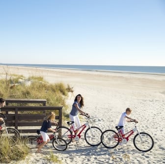 family with bikes