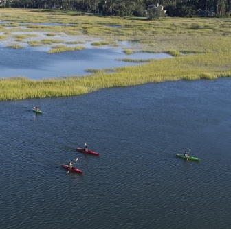 kayaking shot taken by drone