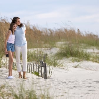 mother daughter on the beach 