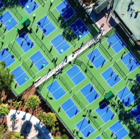 pickleball courts aerial shot 