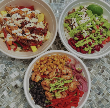 three bowls of food from healthy habit