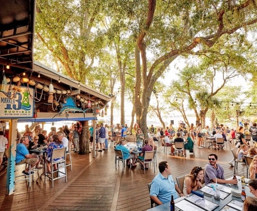 groups of people dining outdoors
