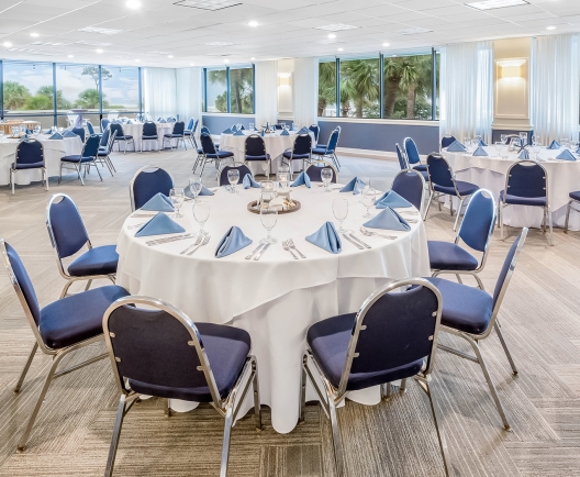 Meeting room with tables and chairs