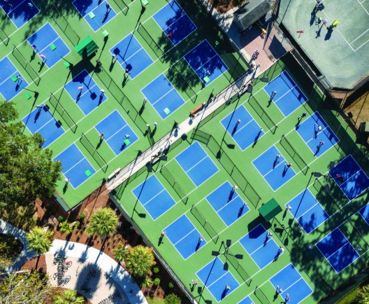 pickleball courts aerial shot