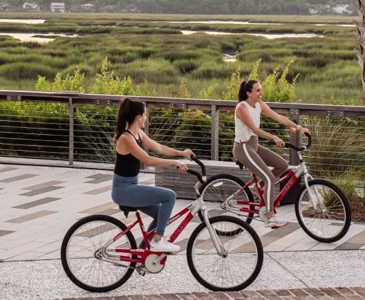 people biking