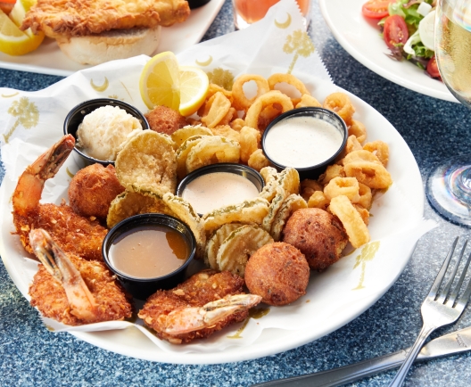 Plate of assorted fried Seafood