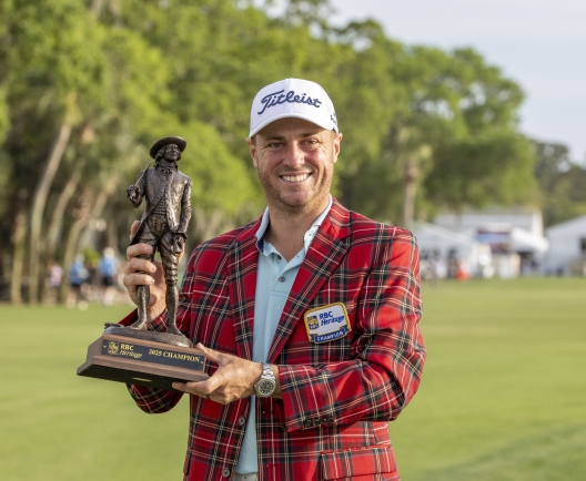 RBC Heritage Golf Winner holding trophy