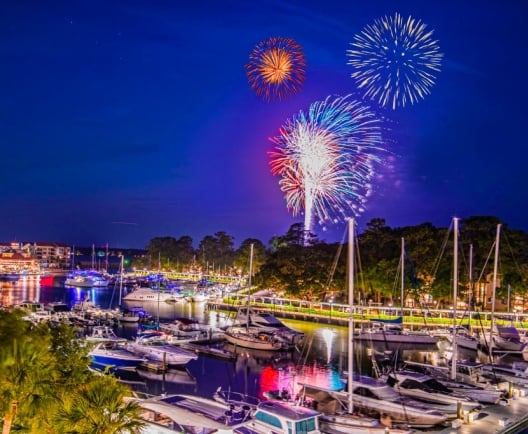 Fireworks over the marina