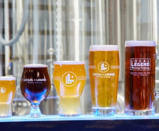 Local Legend beer flight ordered by size, shortest to tallest