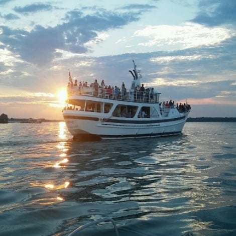 Boat on the water with people on it