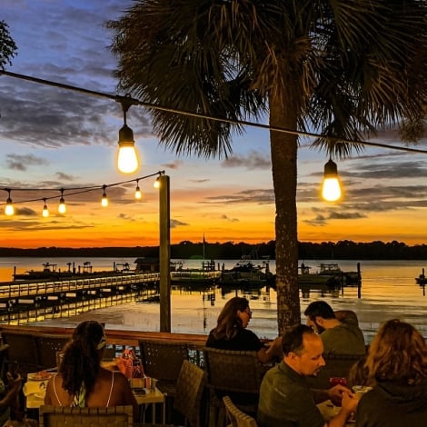 outdoor dining and sunset