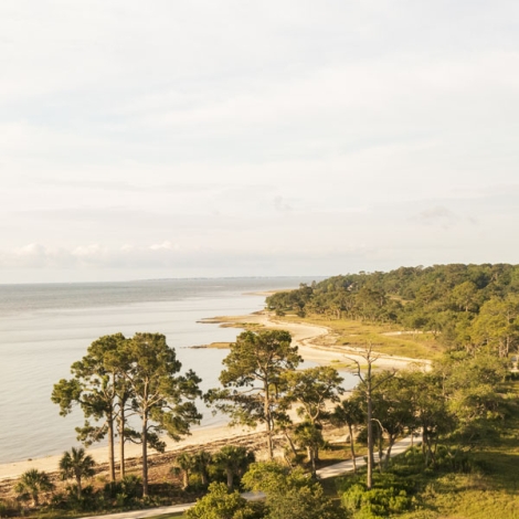 overhead view of beach