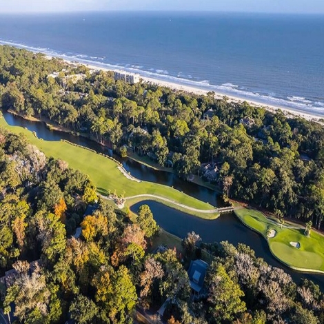 aerial view of golf course