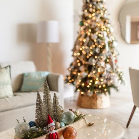 hotel room decorated for christmas 
