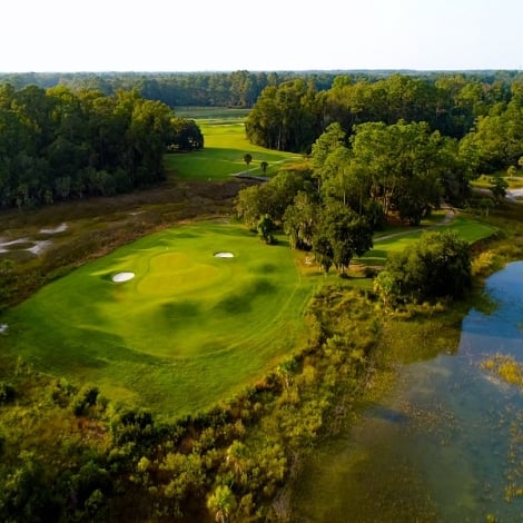 aerial view of a golf course