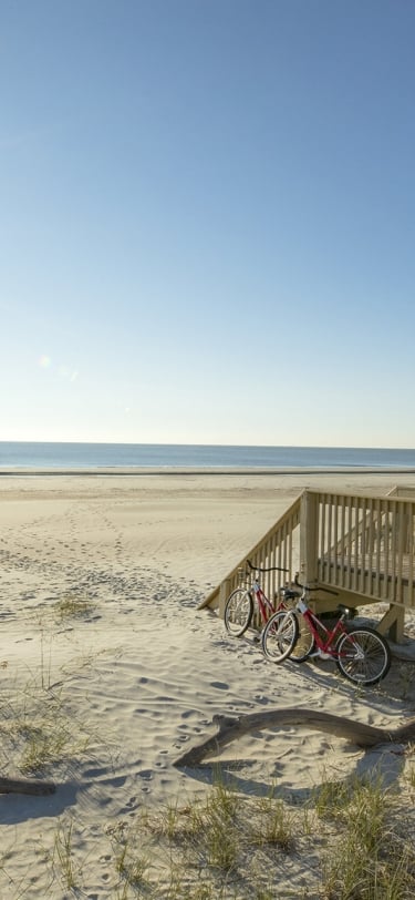 beach with steps and bikes