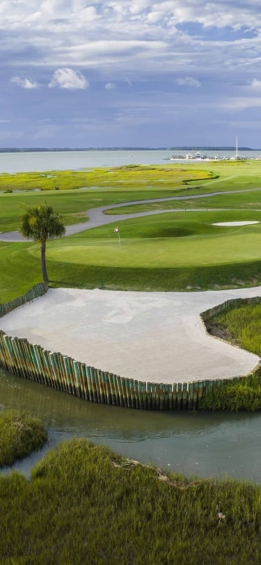 aerial shot of golf course 