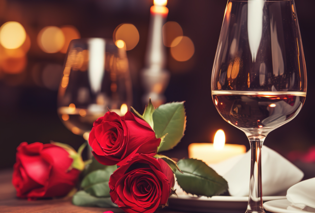 Wine glasses with roses