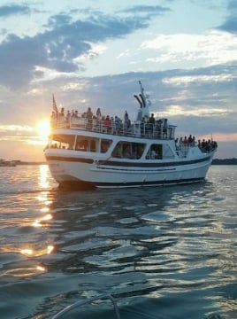 Boat on the water with people on it