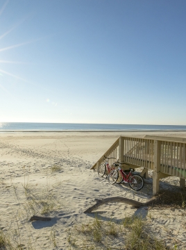 beach with steps and bikes