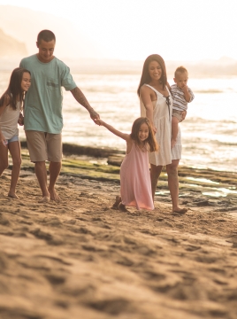 family on beach