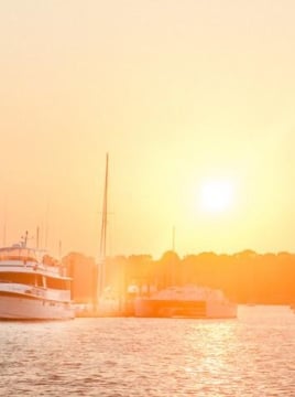 HHI boats at sunset