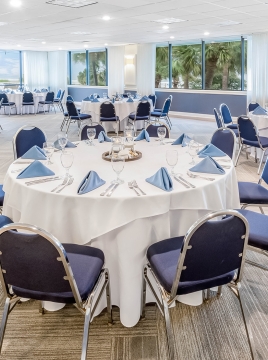 Meeting room with tables and chairs 