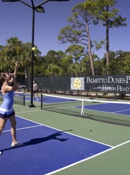 woman playing pickleball