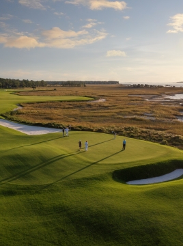 aerial shot of golf course