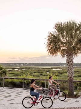 people biking