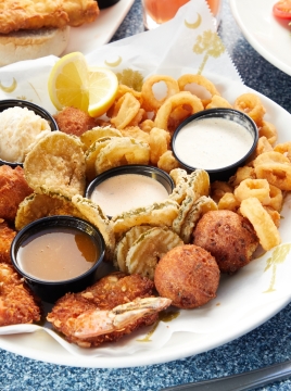 Plate of assorted fried Seafood