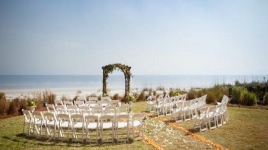 wedding set up in front of the beach
