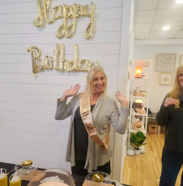 Celebrating a birthday with a private Salt & Bubbles Event.